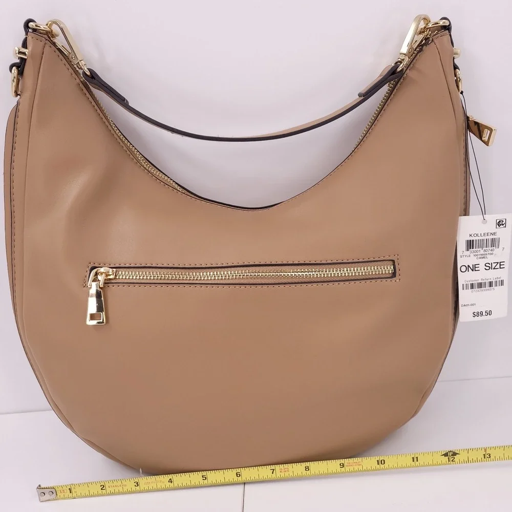 INC Kolleene Hobo Handbag Shoulder Crossbody Camel Expandable Medium Gold Purse